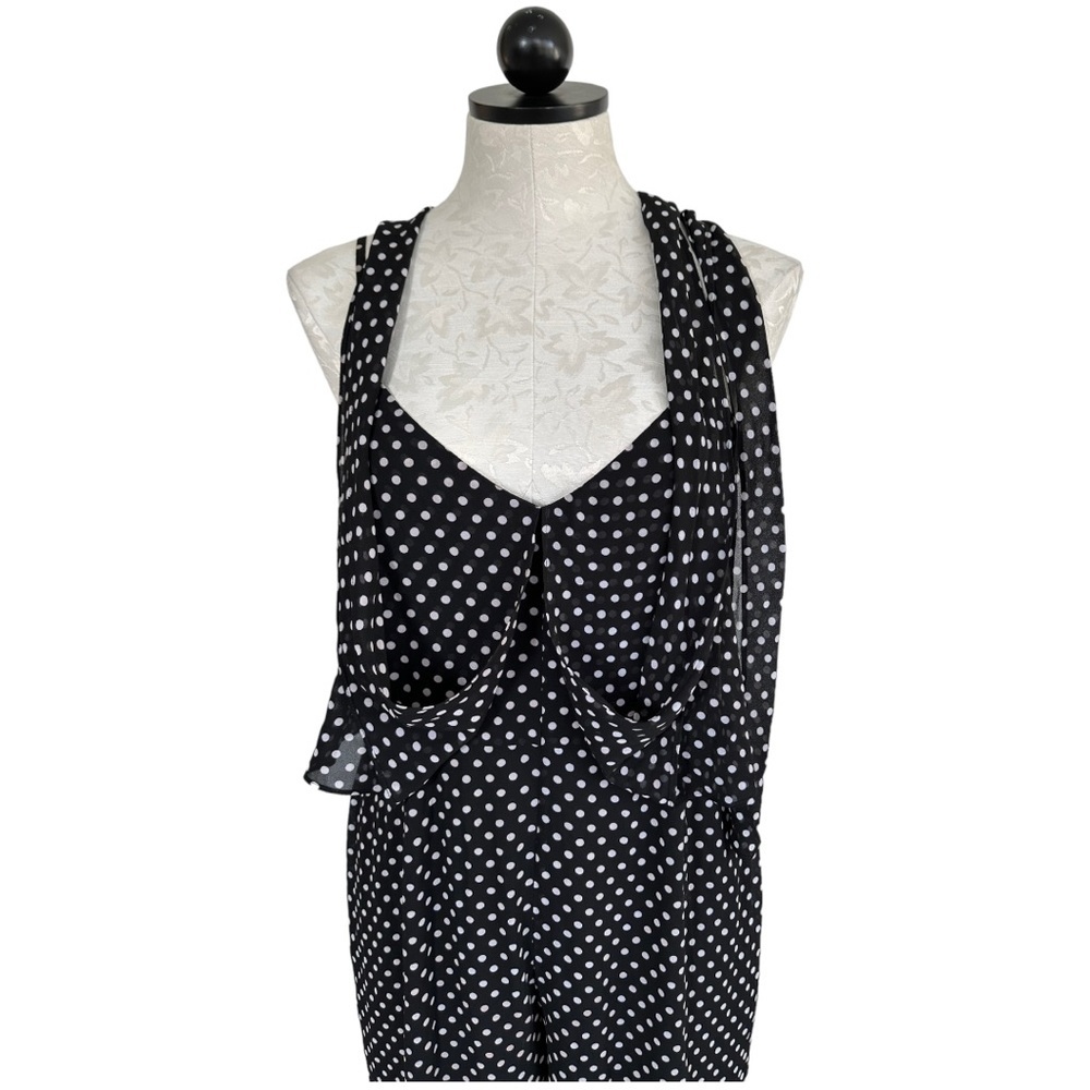 MICHAEL Michael Kors Jumpsuit Spaghetti Straps Black & Polka Dot Size Small - Picture 12 of 16